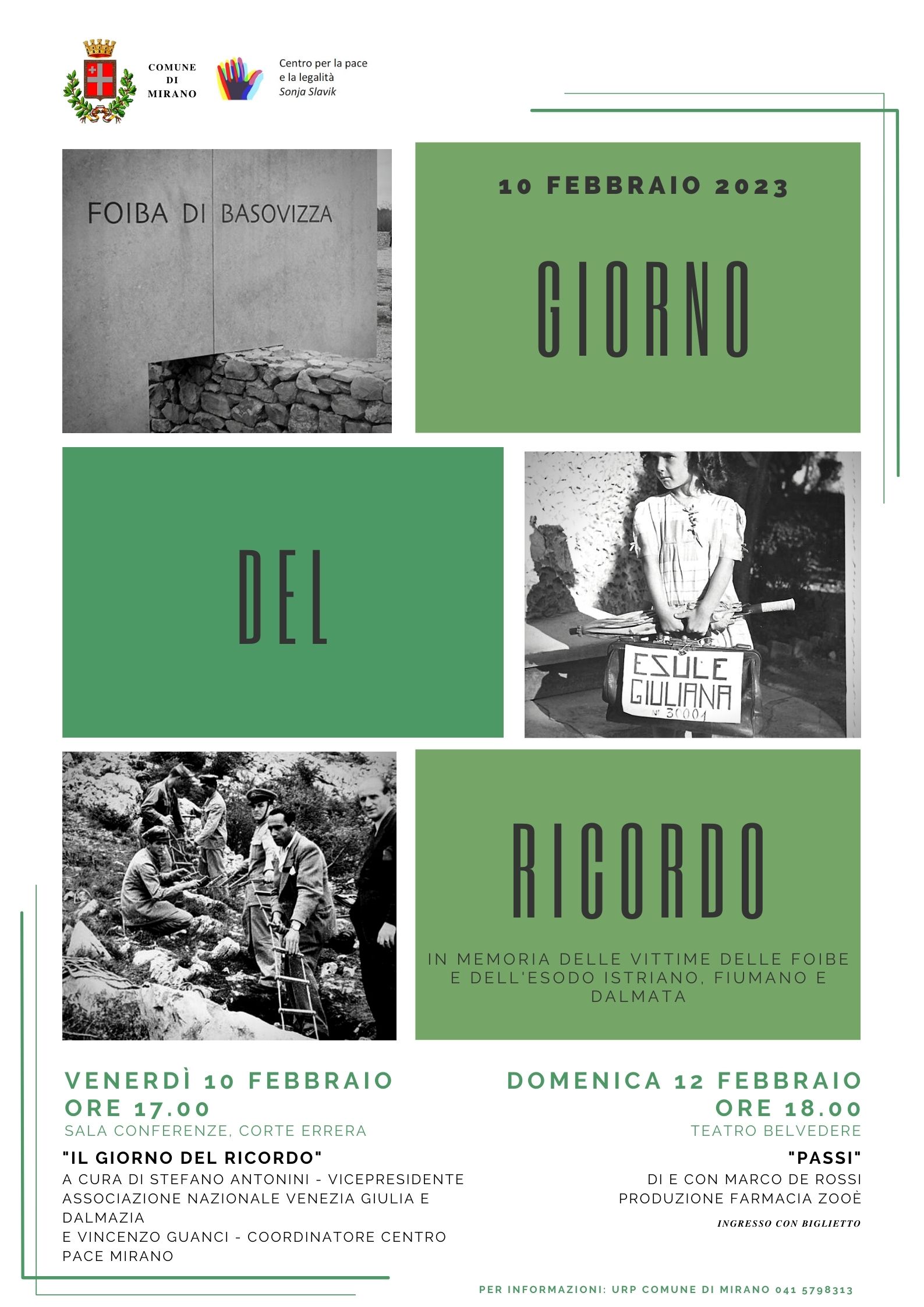Iniziative per il Giorno del Ricordo, 10 febbraio 2023
