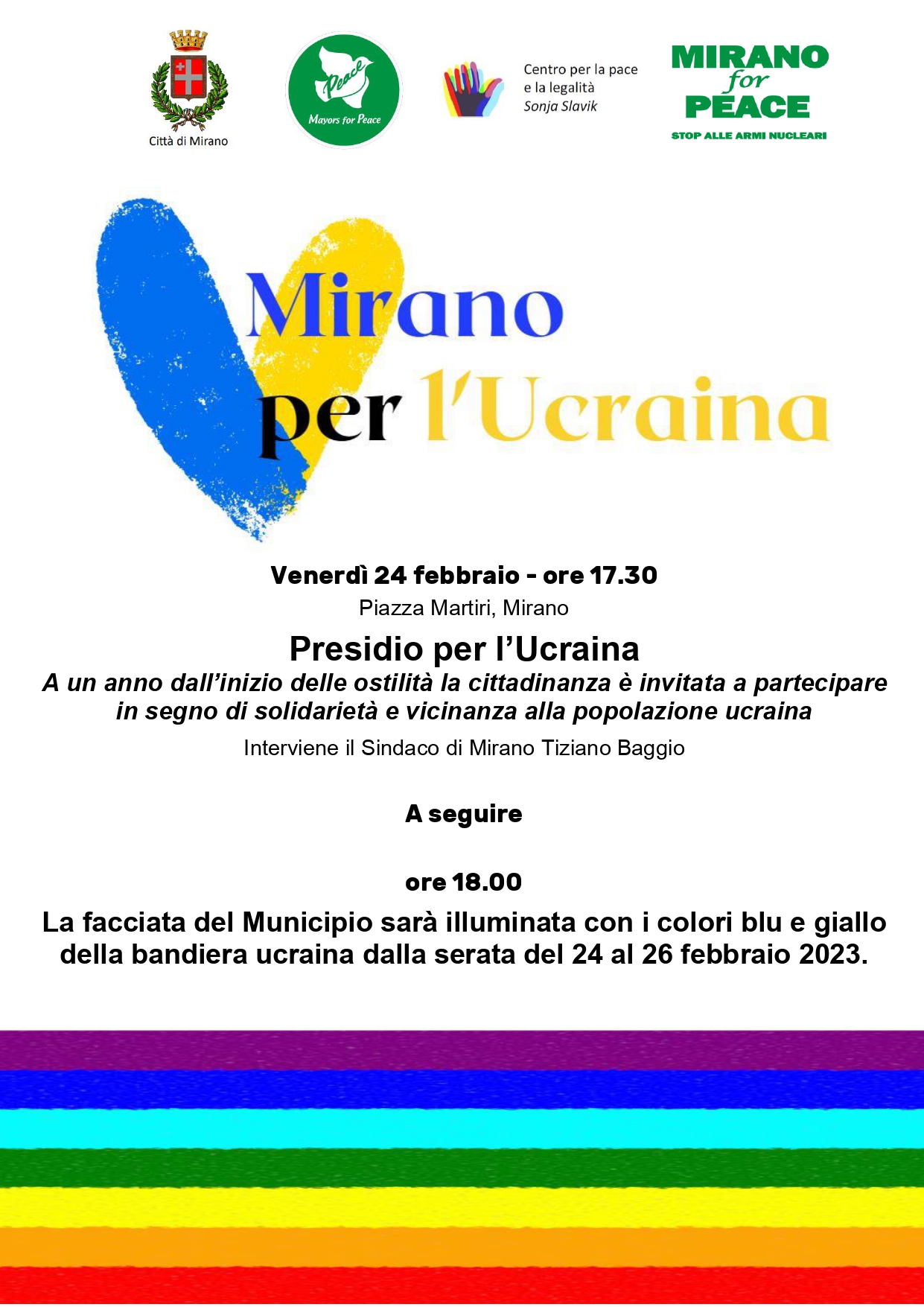Venerdì 24 febbraio presidio per l’Ucraina