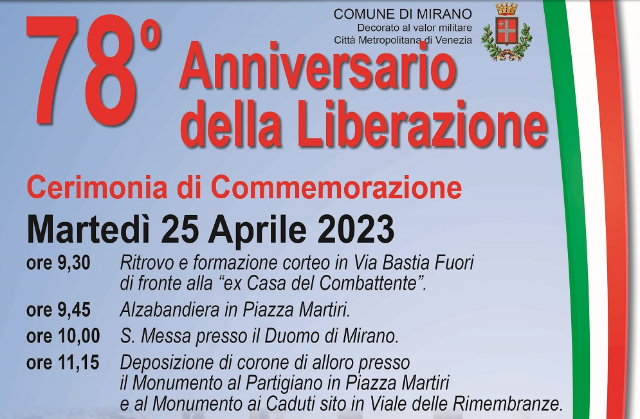 25 aprile: 78° anniversario della Liberazione