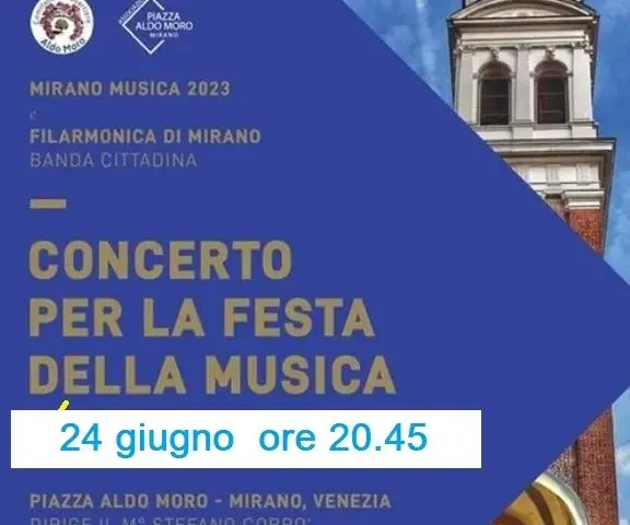 Concerto della Filarmonica di Mirano rinviato a sabato 24 in piazza Aldo Moro (sostituirà il concerto presso la Casa della Musica)