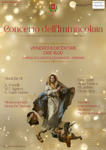 Concerti di Natale: 8 dicembre Venice Chamber Orchestra e 10 dicembre ensemble Chantico 