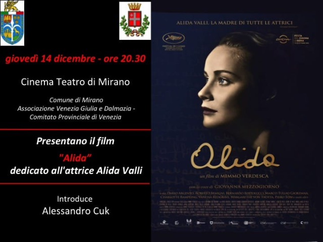 Proiezione del film “Alida” su Alida Valli giovedì 14 dicembre