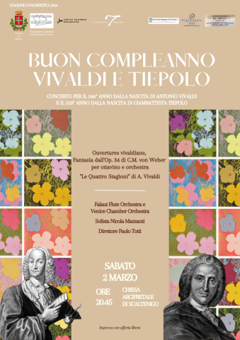 Concerto “Buon compleanno Vivaldi e Tiepolo” sabato 2 marzo a Scaltenigo