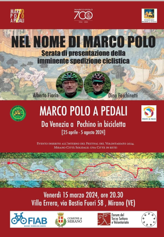 Festival del Volontariato: 15 marzo presentazione della spedizione ciclistica “Marco Polo a pedali”