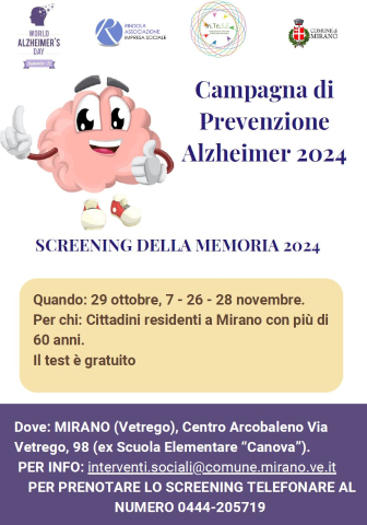 Campagna di Prevenzione Alzheimer 2024: screening della memoria gratuiti per i cittadini di Mirano