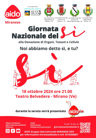 Venerdì 18 ottobre serata AIDO “Noi abbiamo detto sì, e tu?”